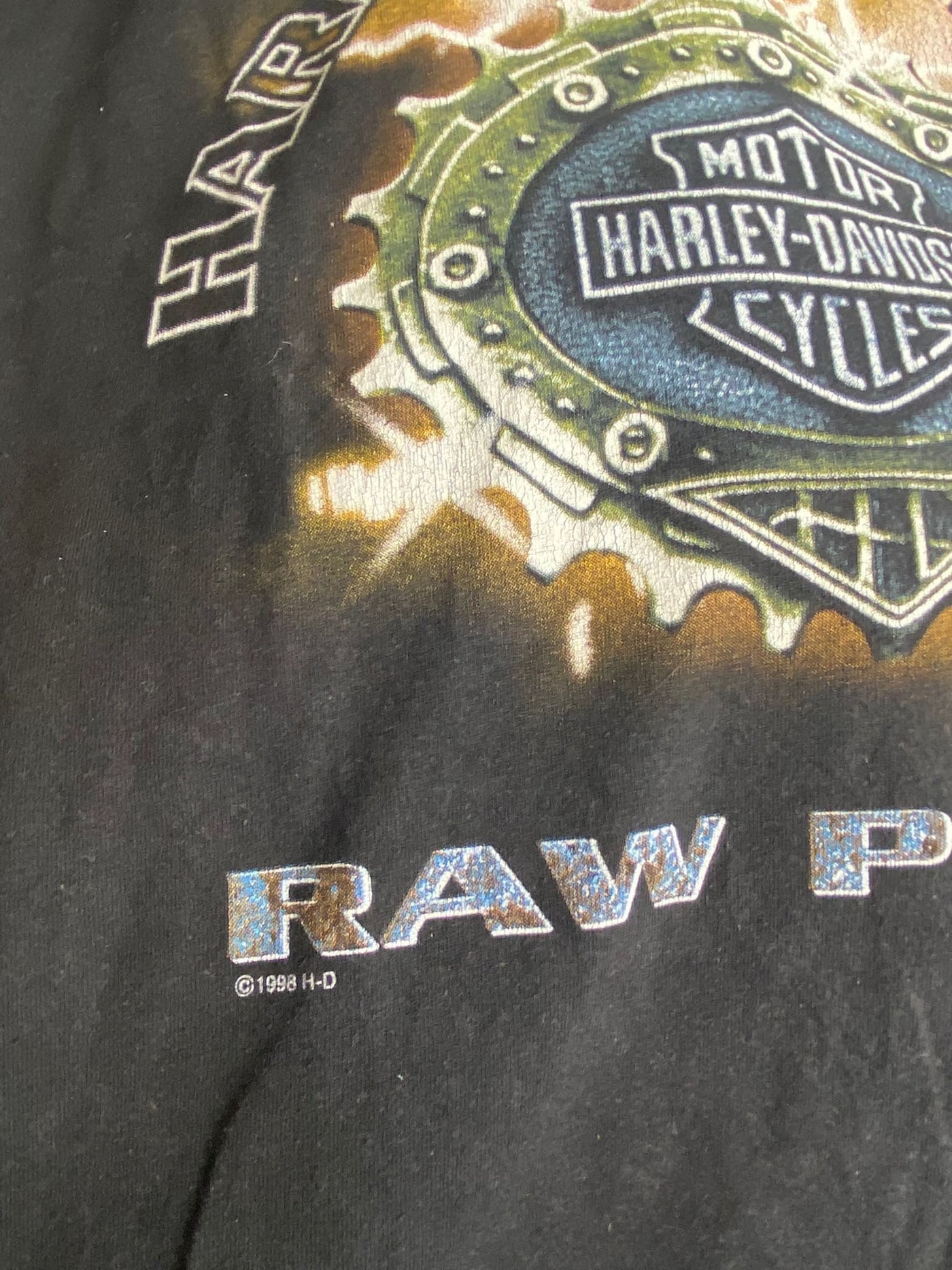 VINTAGE Y2K Harley Davidson Shirt (2000) "Raw Power Munich" Gr. L