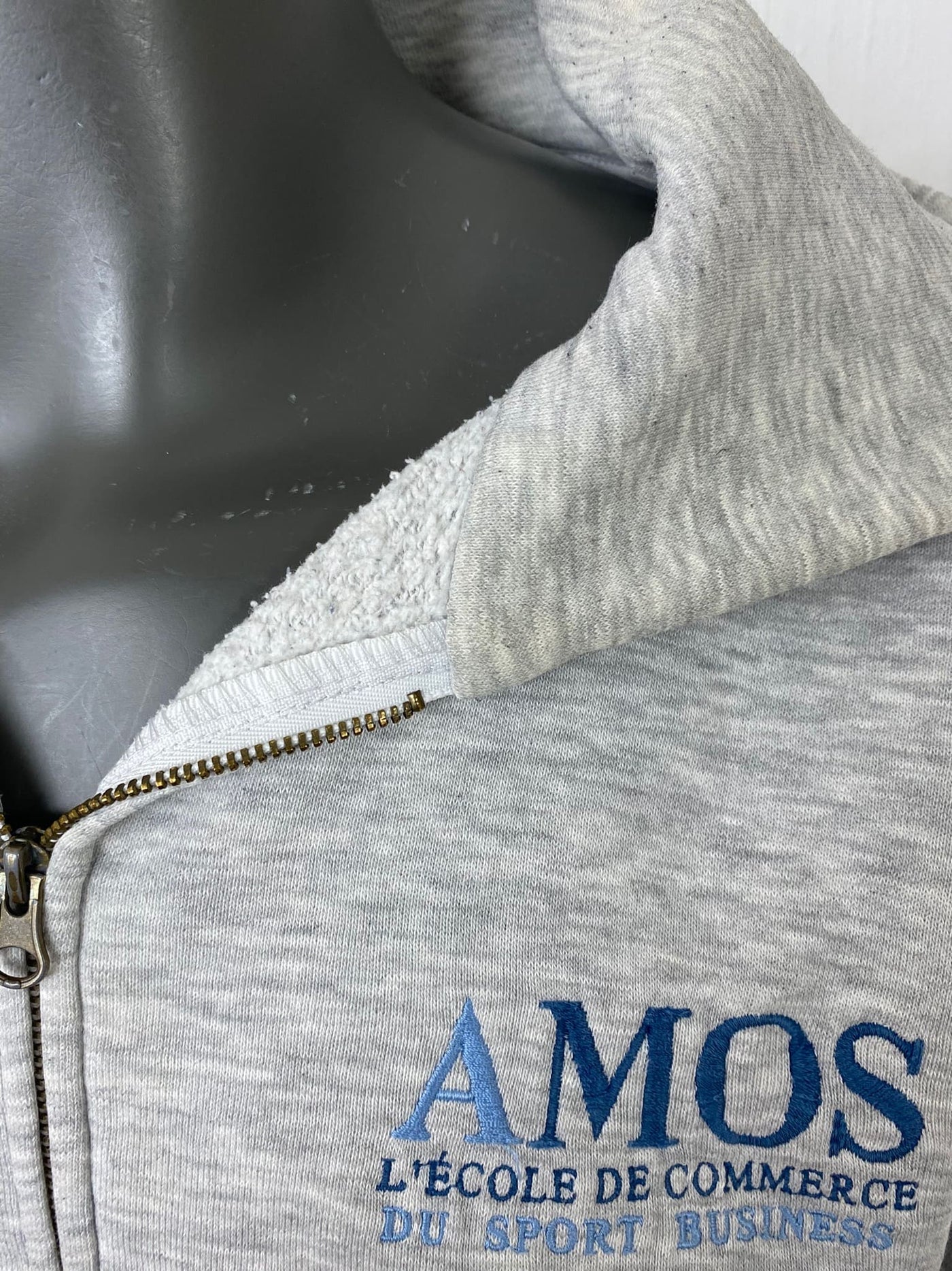 Vintage Full-Zip Hoodie "AMOS University Chicago 2012" grau Gr. M