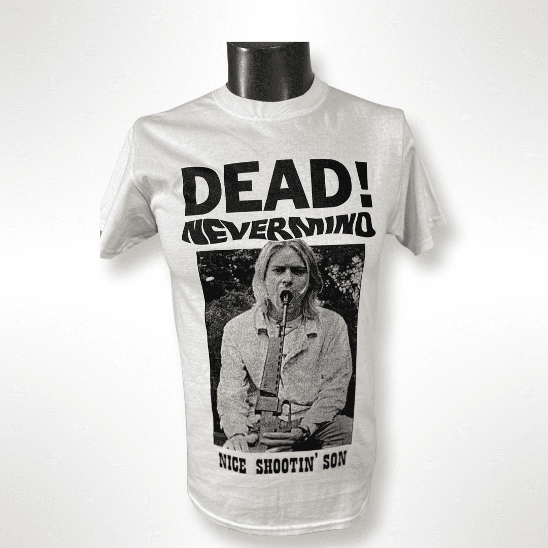 Kurt Cobain Nirvana Shirt "Dead Nevermind" weiß Gr.S