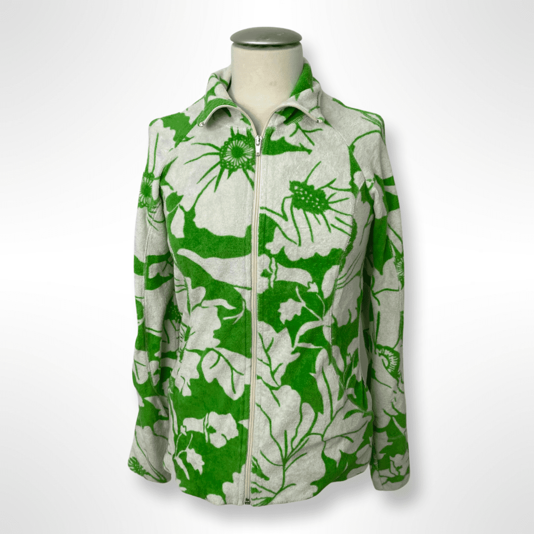 BLUTSGESCHWISTER Full Zip Frottee Jacke Hawaii Blumen Gr. M