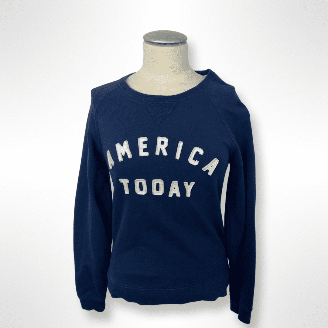 Spellout Sweater AMERICA TODAY blau Gr. S