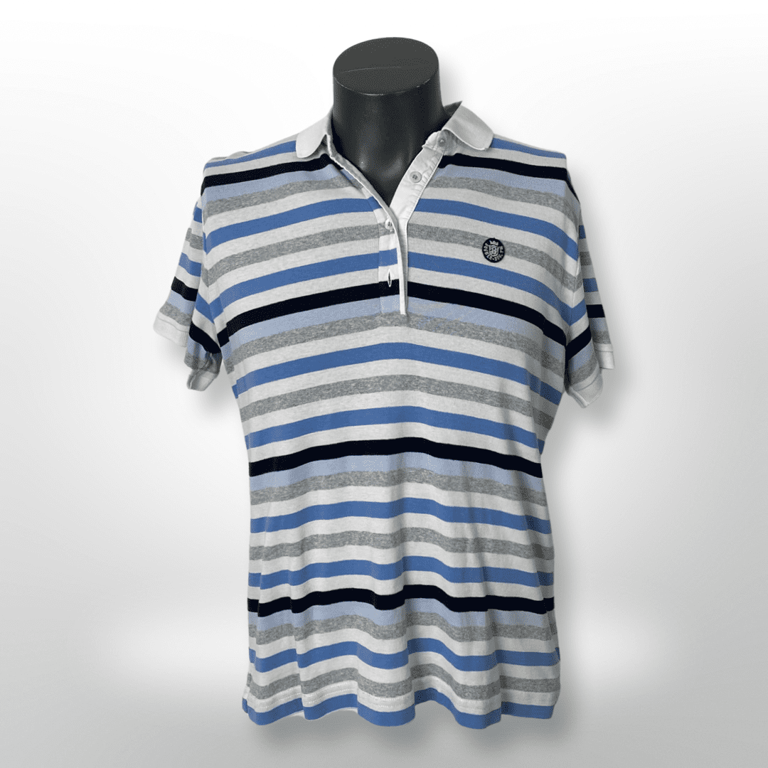 Bogner Polo Shirt mit Logo blau gestreift Gr. M